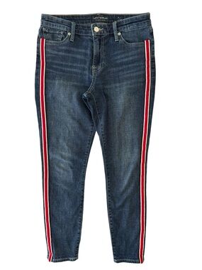 Lucky Brand Ava Skinny Varsity Stripe Jeans Women’s 6/28 Red White Ankle Stretch